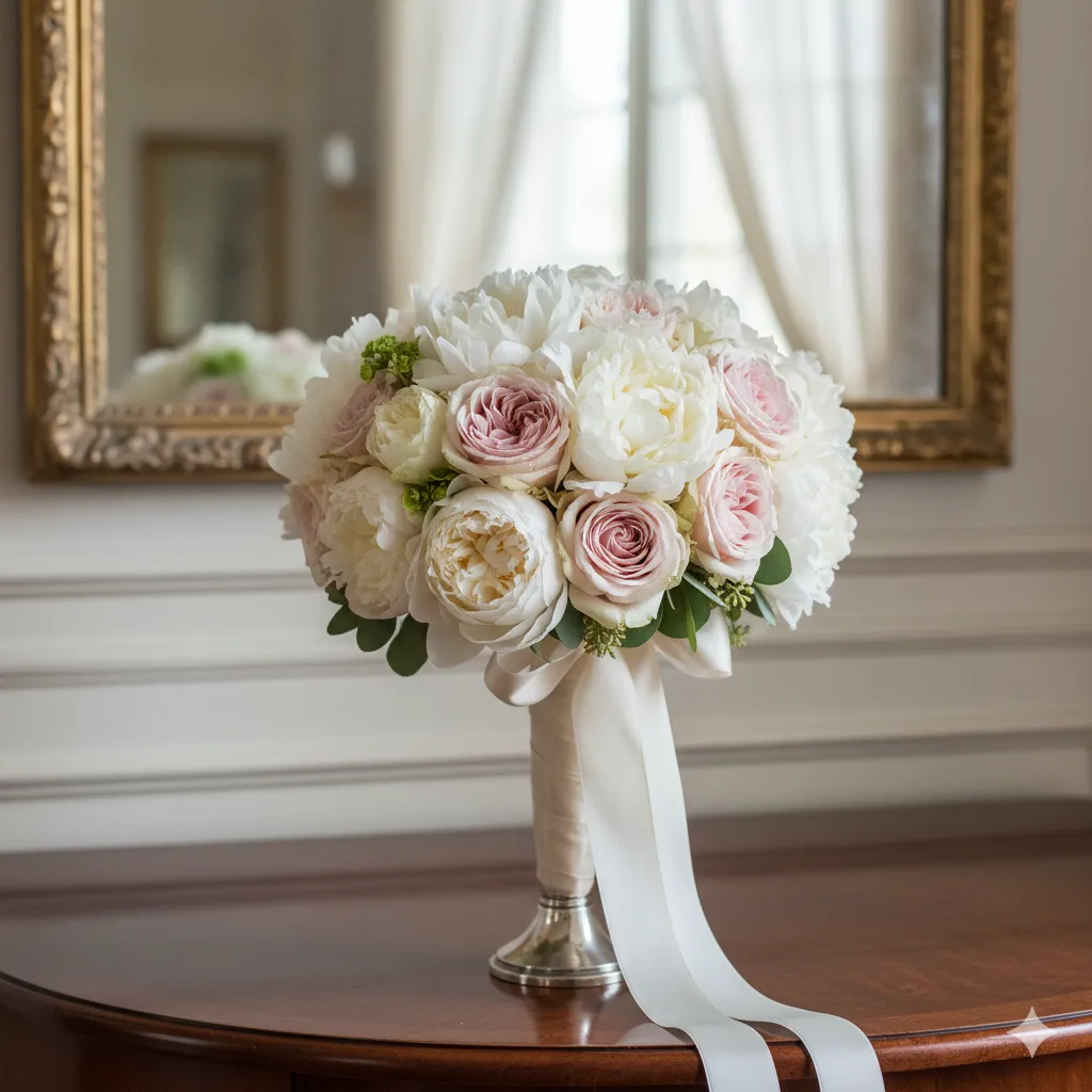 Classic Elegance Bouquet with roses and peonies